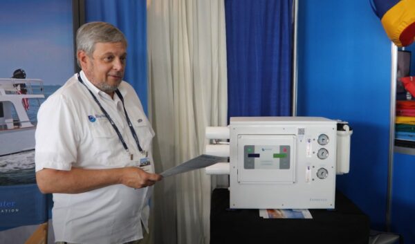 blue water desalination watermaker shown at the fort lauderdale boat show