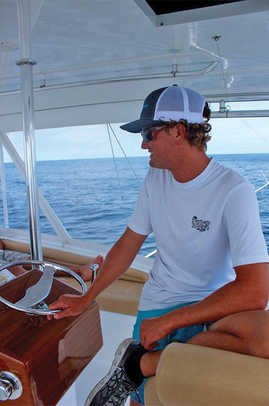 capt. newt cagle at the helm
