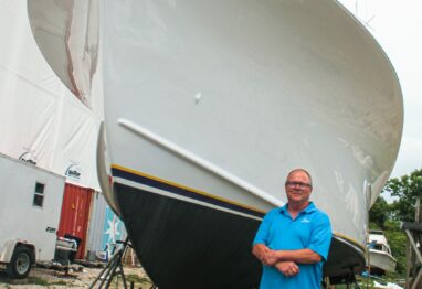 Douglas Caison in front of the Last Request on land.