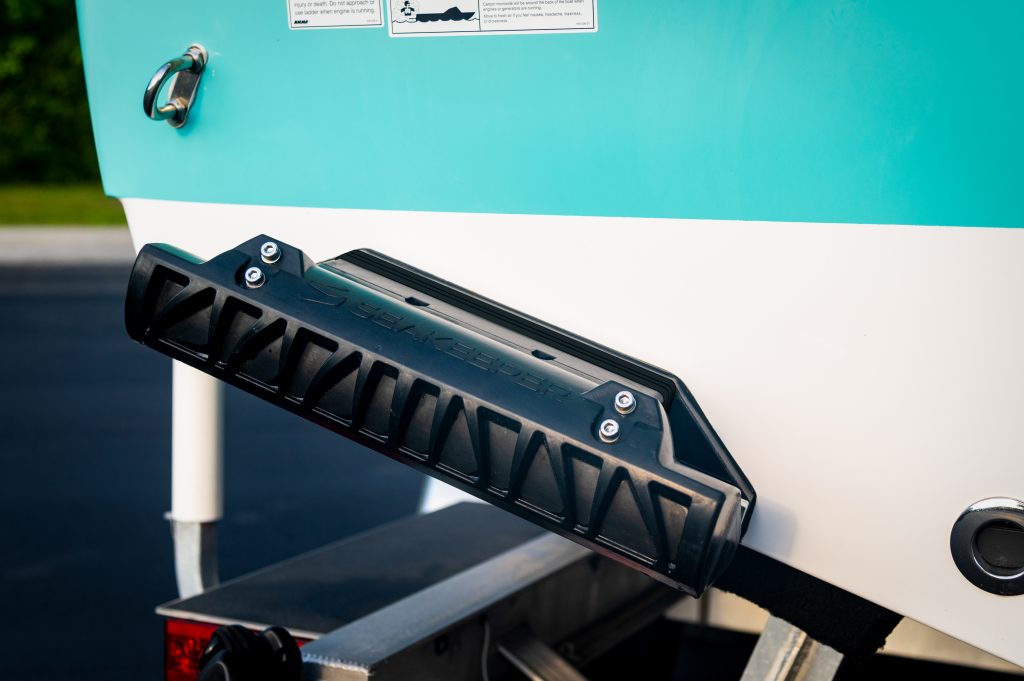 A Seakeeper Ride installed on the back of a boat.