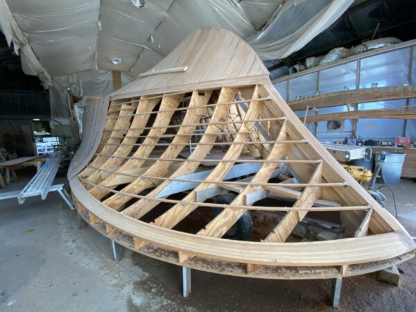 The unfinished hull of the Lunatico.