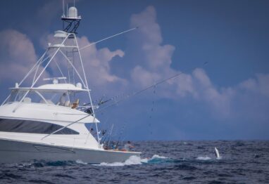 sportfishing boat fighting a billfish
