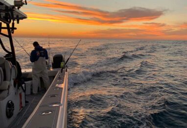 Photo of a sunset from a sportfish boat