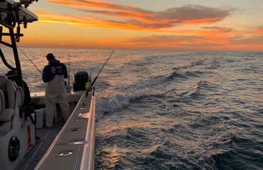 Photo of a sunset from a sportfish boat