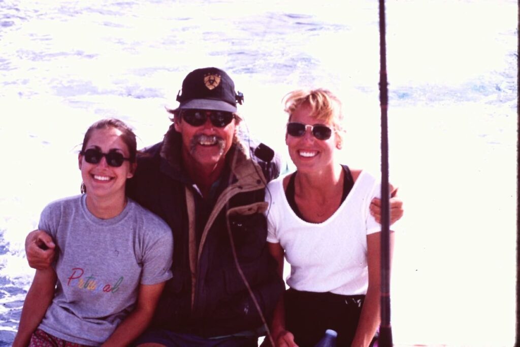 Capt. Bark Garnsey (middle) with Erin Wright (far right), wife of Capt. Peter B. Wright, and Erin’s niece (far left). Photo: Charles Perry