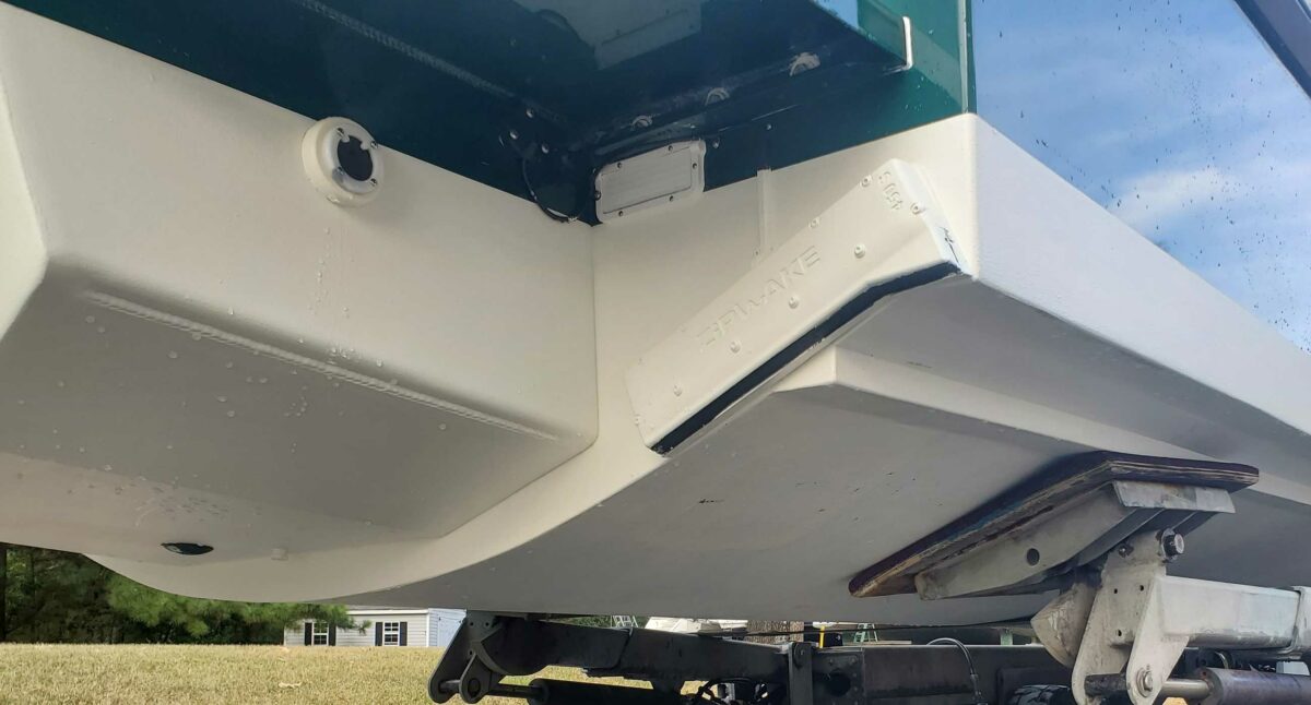 Photo of the underside of a boat