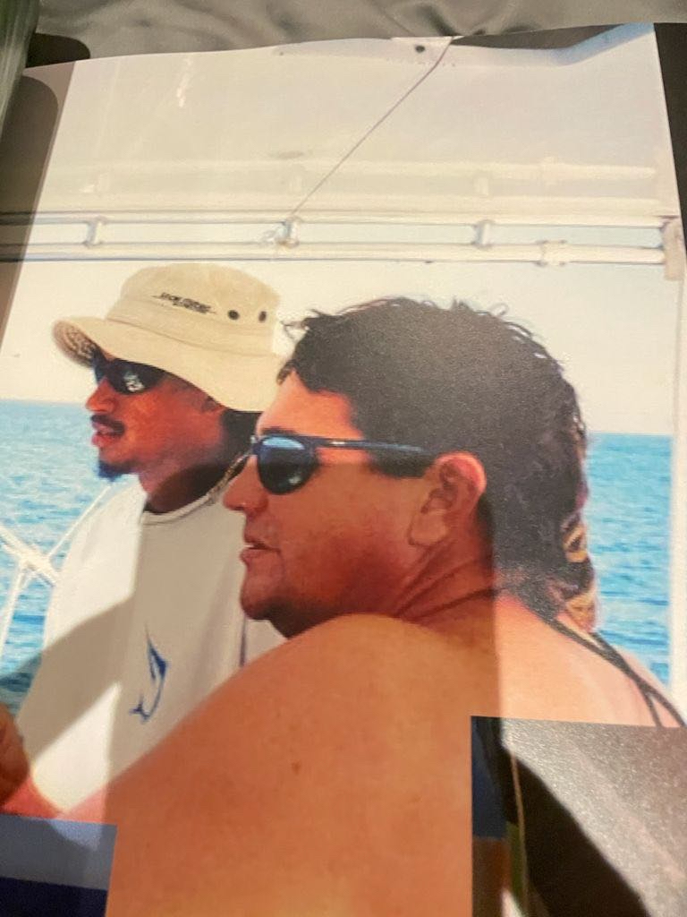 Captain Bubba fishing with Arturo Munoz (left) in 1991