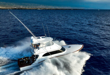 Apex boat running in ocean