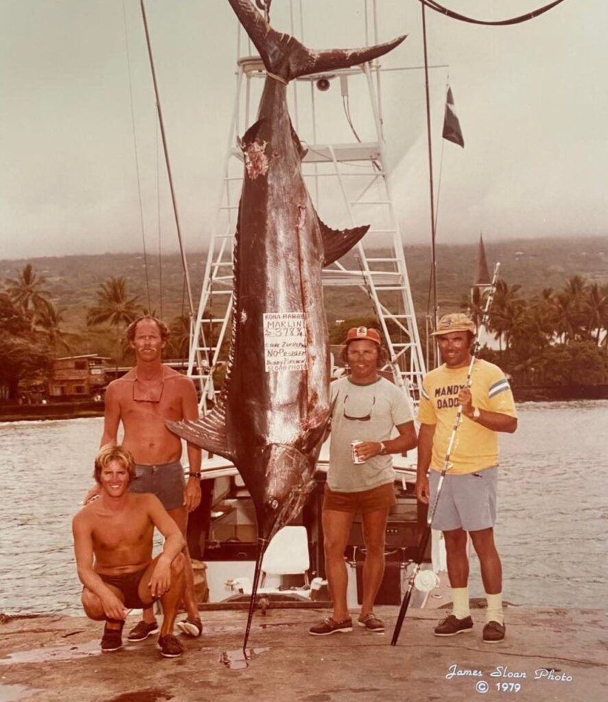 149 lb marlin at the scale