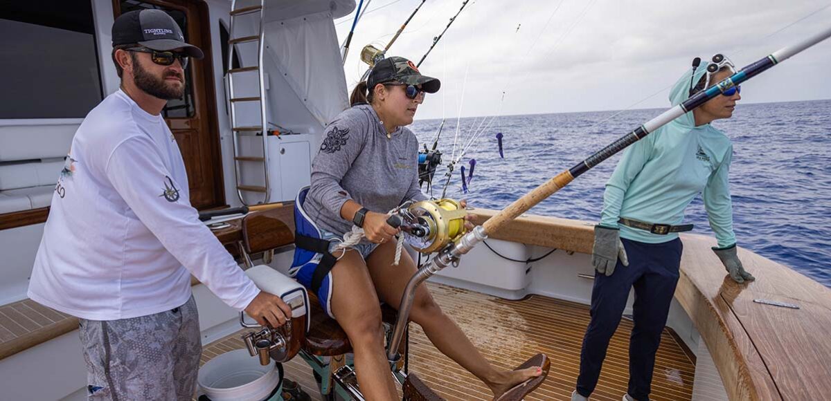 Angler fighting a fish in Madeira