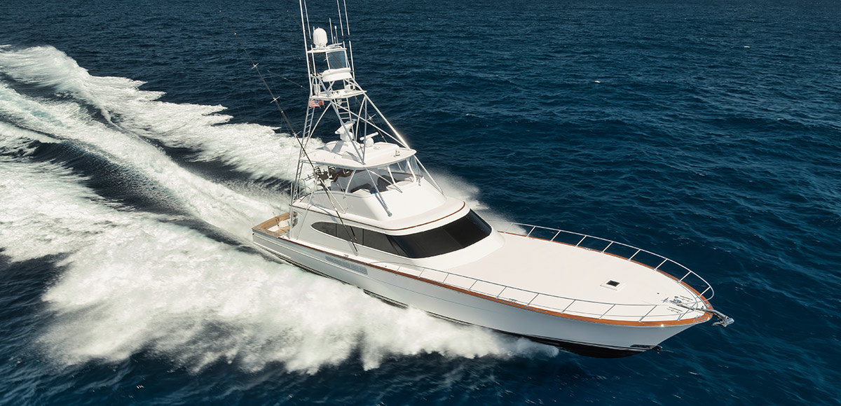 Merritt Boatworks 77 sportfish boat running in the ocean