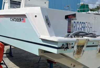 motors removed from a contender center console boat