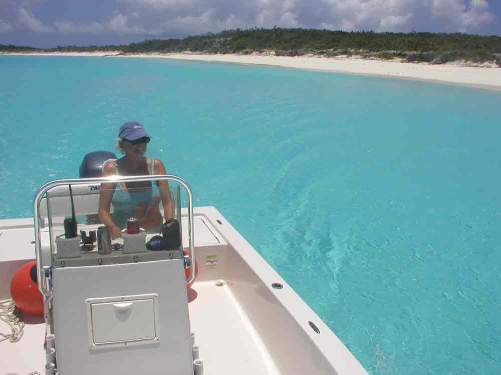 exploring conception island by boat