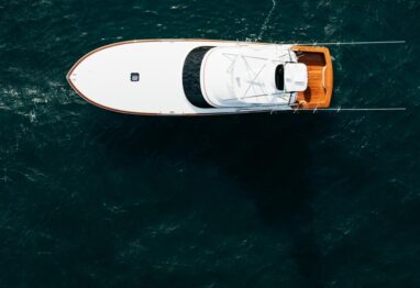 Max bet 64 bayliss sportfish boat top view of the boat on the ocean