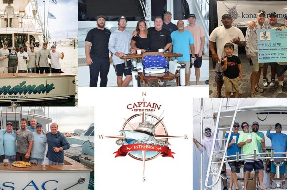 image of 2024 Capt of the Year winning teams on the back of their boats