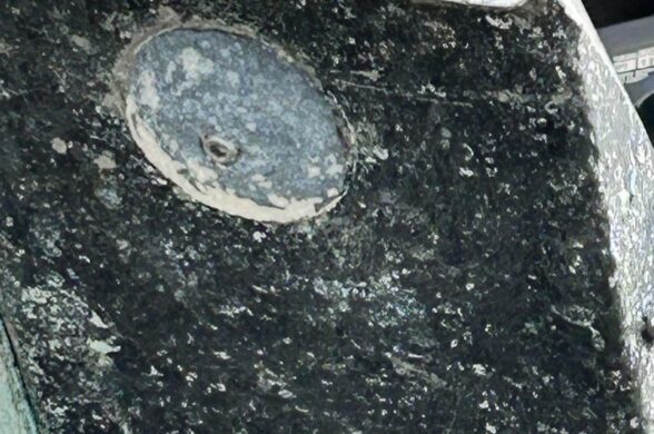 a boat zinc corroded with electrolysis
