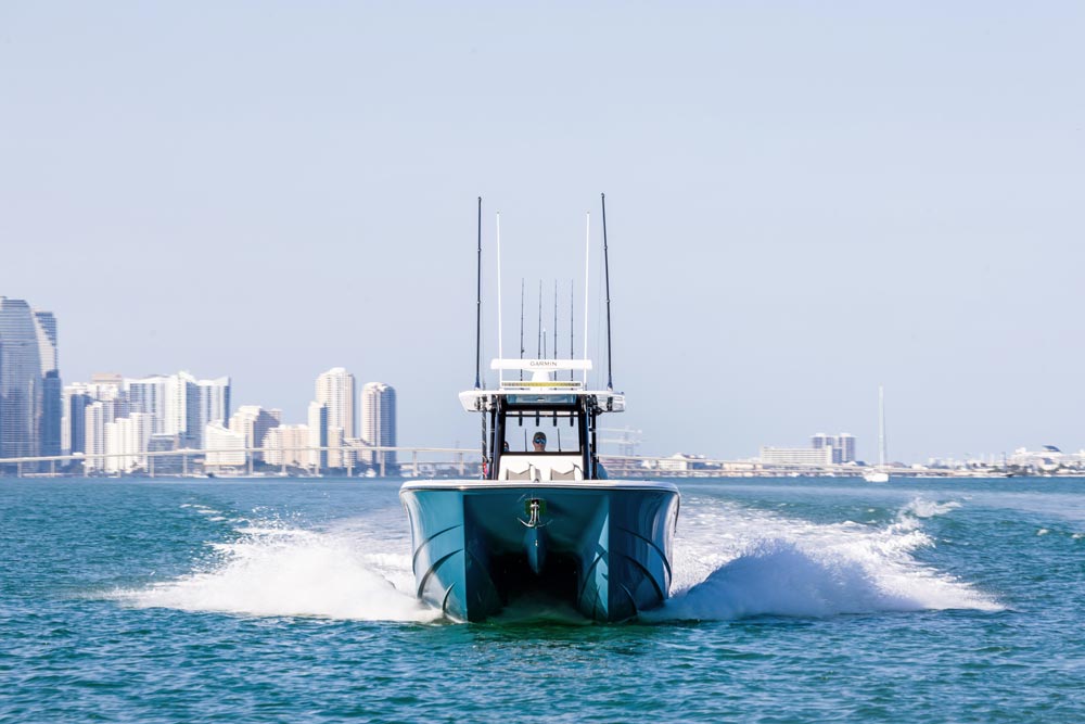 Invincible Boats 36' Catamaran front view