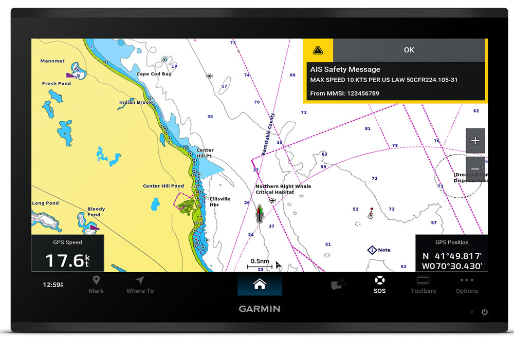AIS system showing a nautical chart