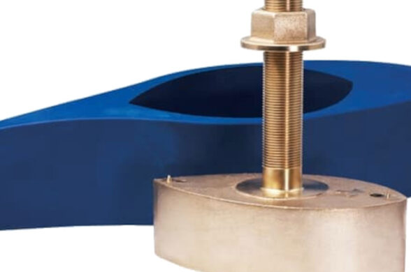 airmar expands medium frequency ultra wide chirp line this is an image of a transducer