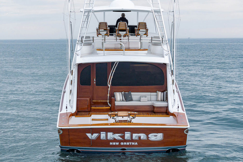 Viking 82 Convertible back of the boat
