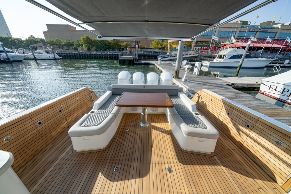 aft cockpit of The Valhalla 55 Sport Yacht