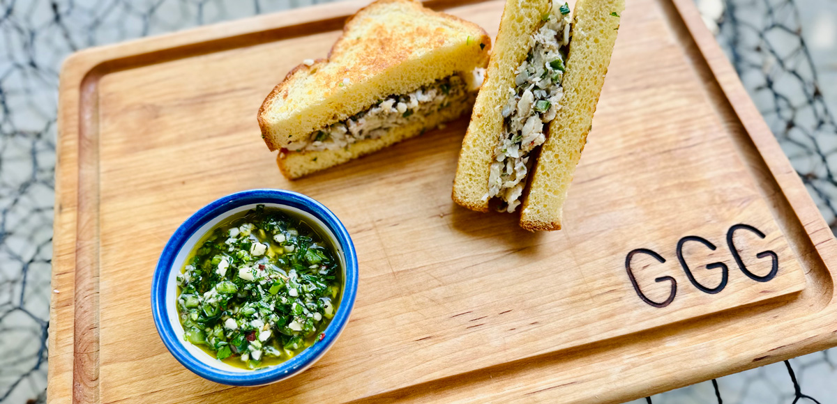 the chimichurri crab sandwich