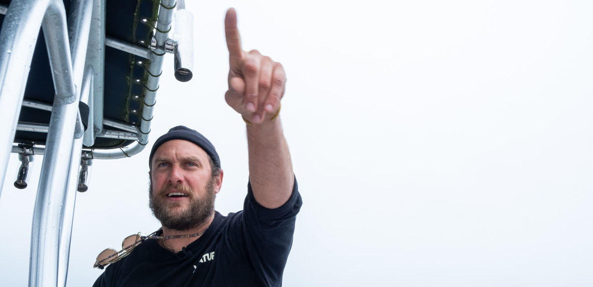 XTRATUF Brad Leone pointing to the sky