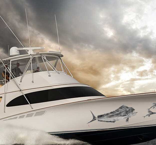 Gyotaku Fish Printing on the bow of a sportfishing boat