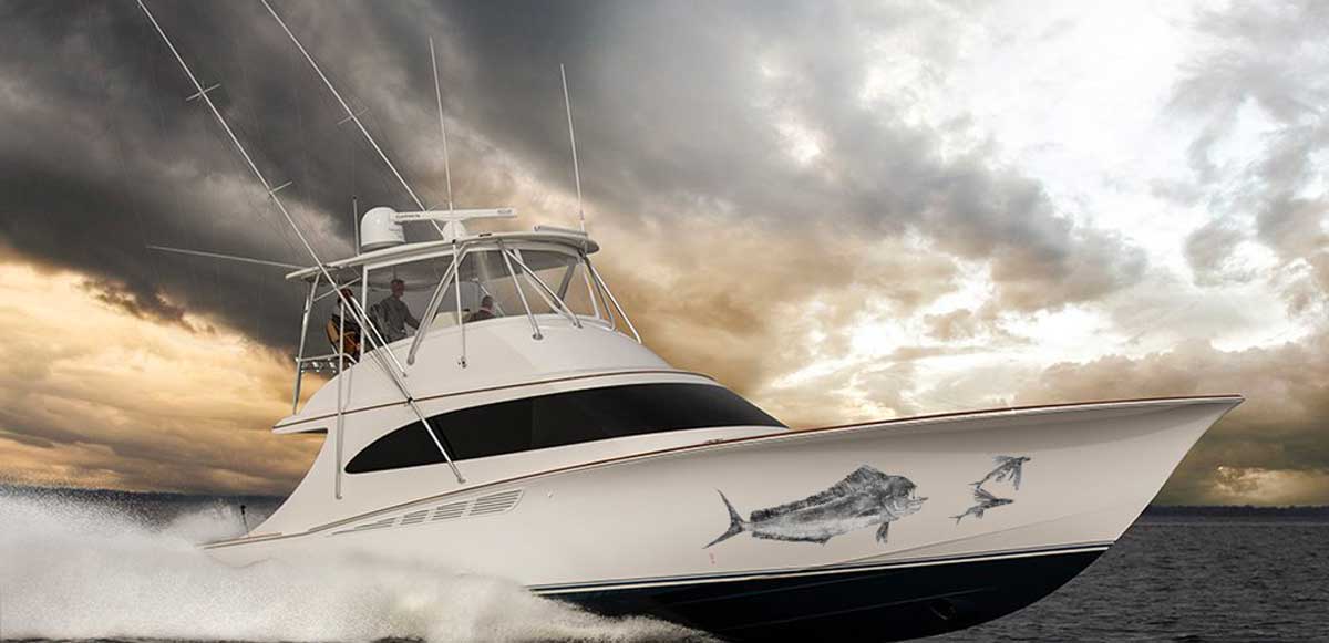 Gyotaku Fish Printing on the bow of a sportfishing boat