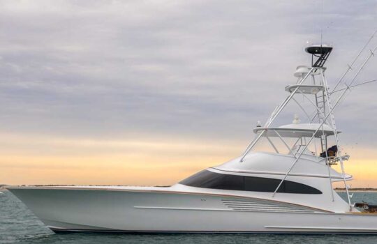 Winter 66 sportfishing boat side profile named Triple Tail