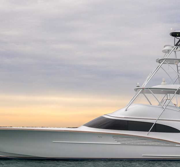 Winter 66 sportfishing boat side profile named Triple Tail