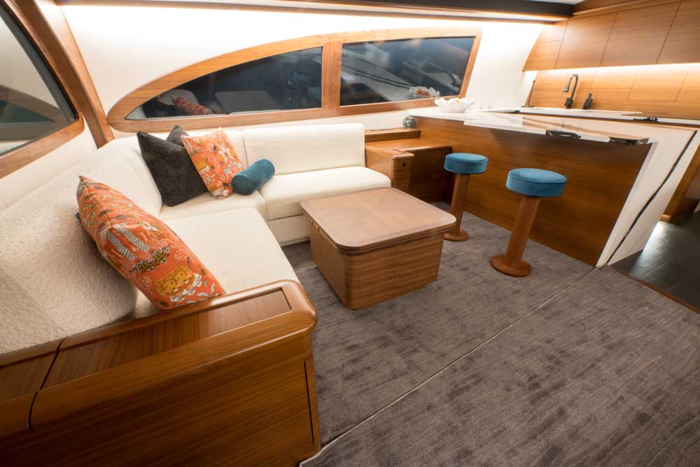 Winter 66, Triple Tail salon in wood veneer