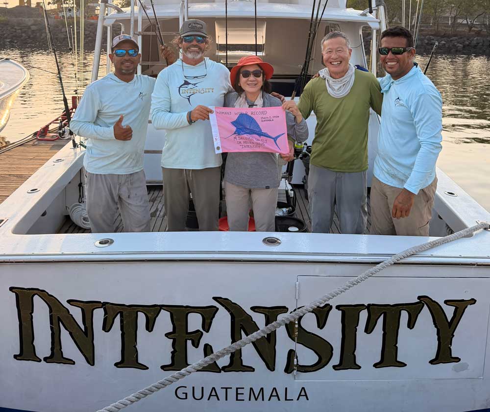 Intensity crew with Helen Tang who just Set a New Sailfish Fly Record with 19 Releases