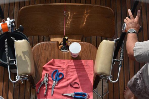 looking down on a sportfishing fighting chair