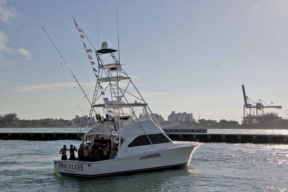 Captain Jorge “Tito” Sanchez Priceless boat with sailfish flags