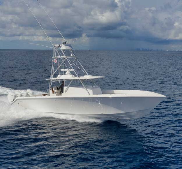 Sparks 46 Center Console running on the ocean