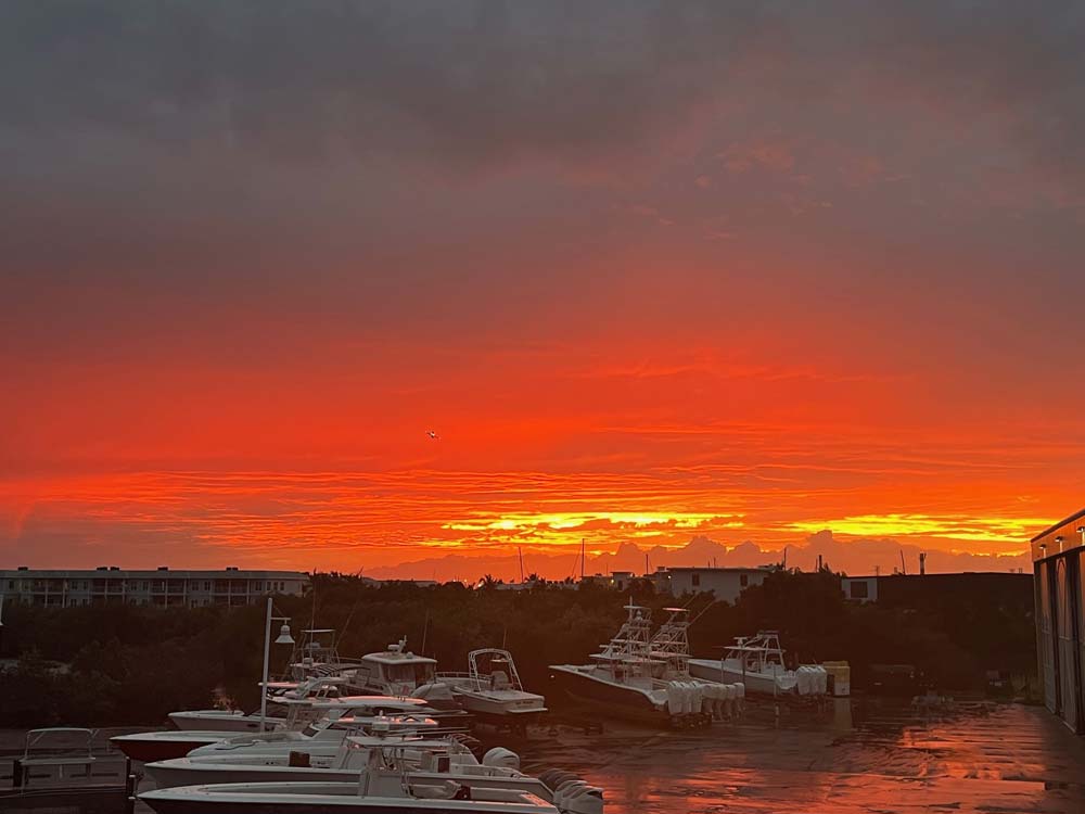 sunset over a marina