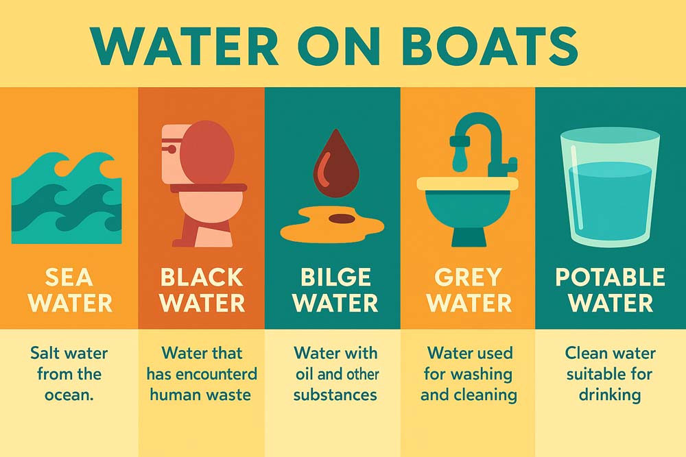 Diagram showing different kinds of water on boats
