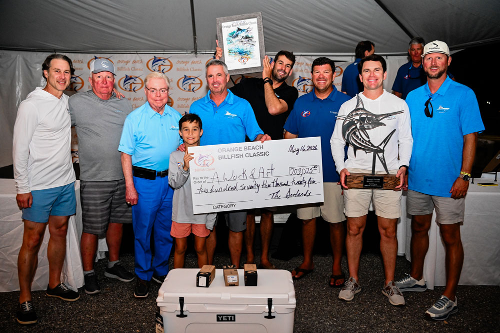 a work of art team winning the Orange beach billfish classic team photo