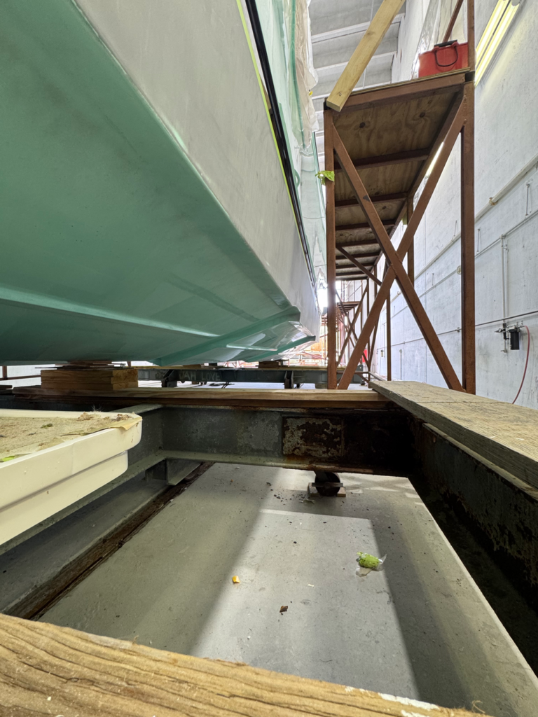 starboard step hull on the 56' Merritt Catamaran