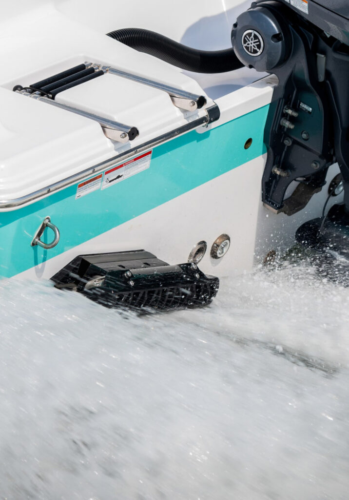 Seakeeper Ride controller on port side stern of boat