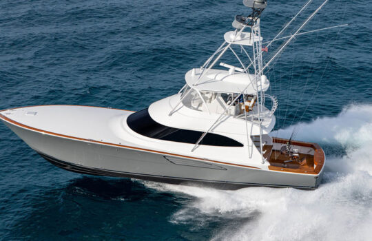 Viking 64 running on the ocean