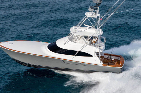Viking 64 running on the ocean