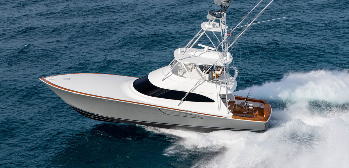 Viking 64 running on the ocean